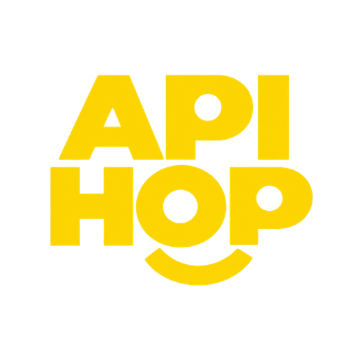 Logotipo de API Hop: una h blanca con punto dorado
