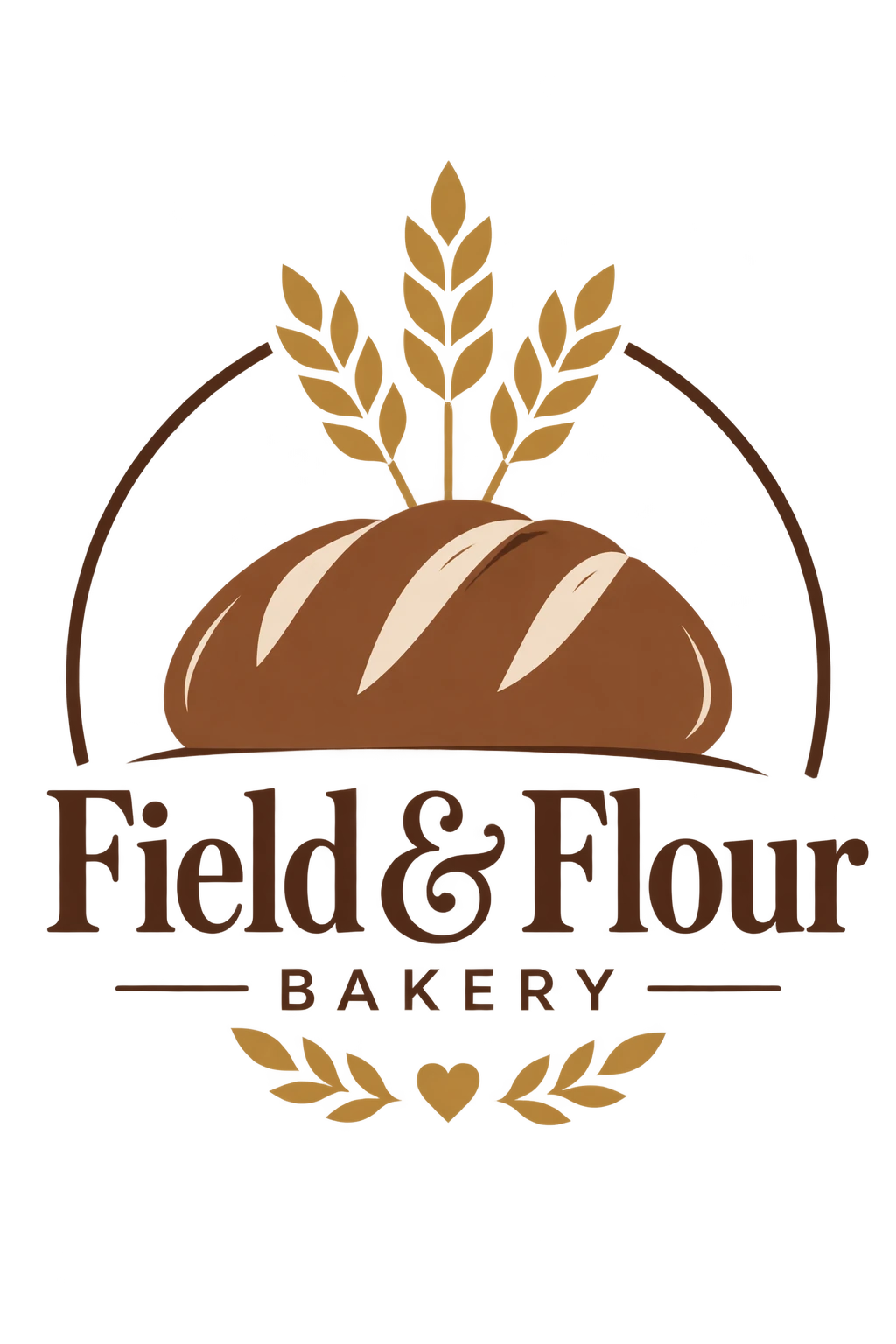 Prima variante del logo del panificio Field and Flour su sfondo trasparente